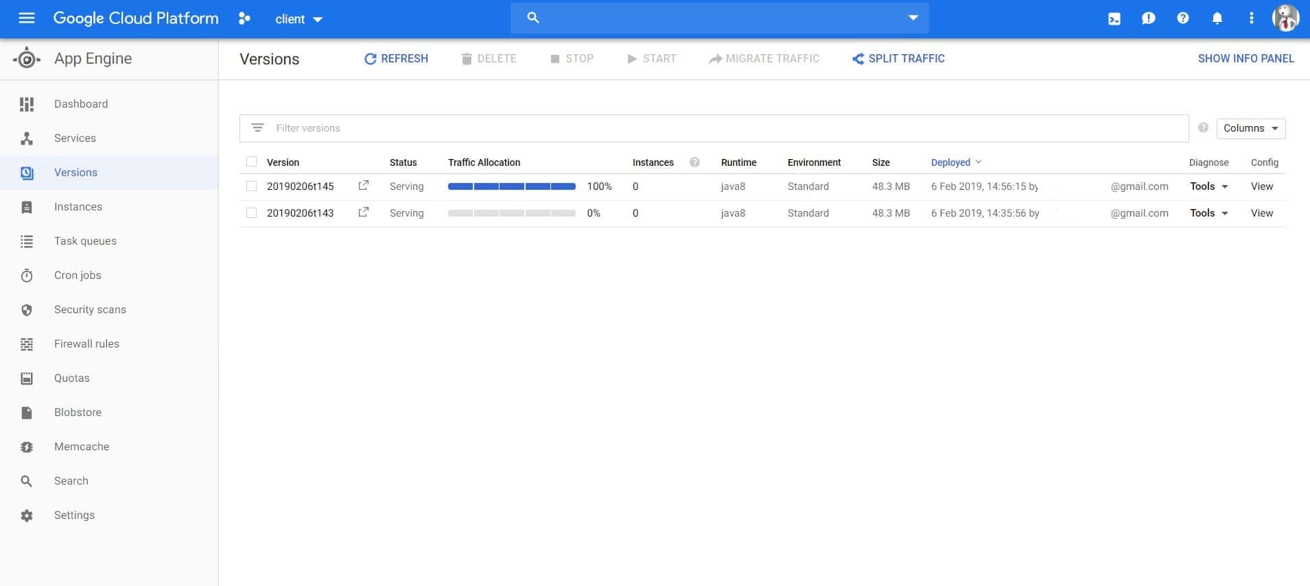 Workload deployed on Google Cloud